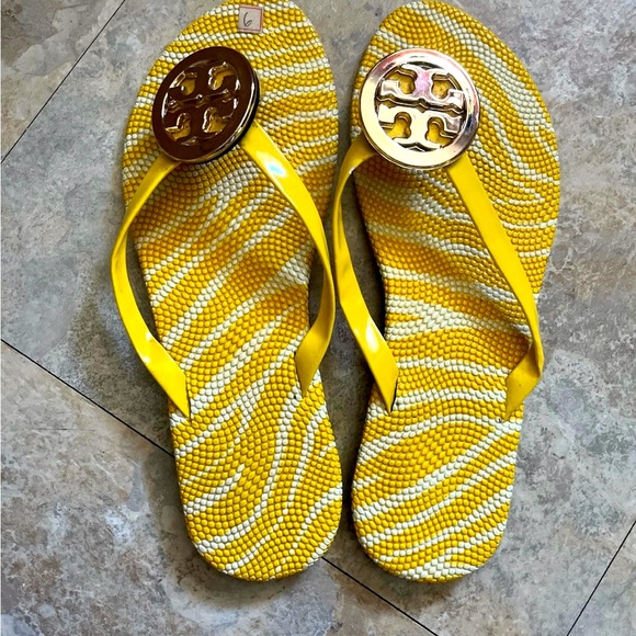 Yellow, Tory Burch flip flops - Picture 1 of 3